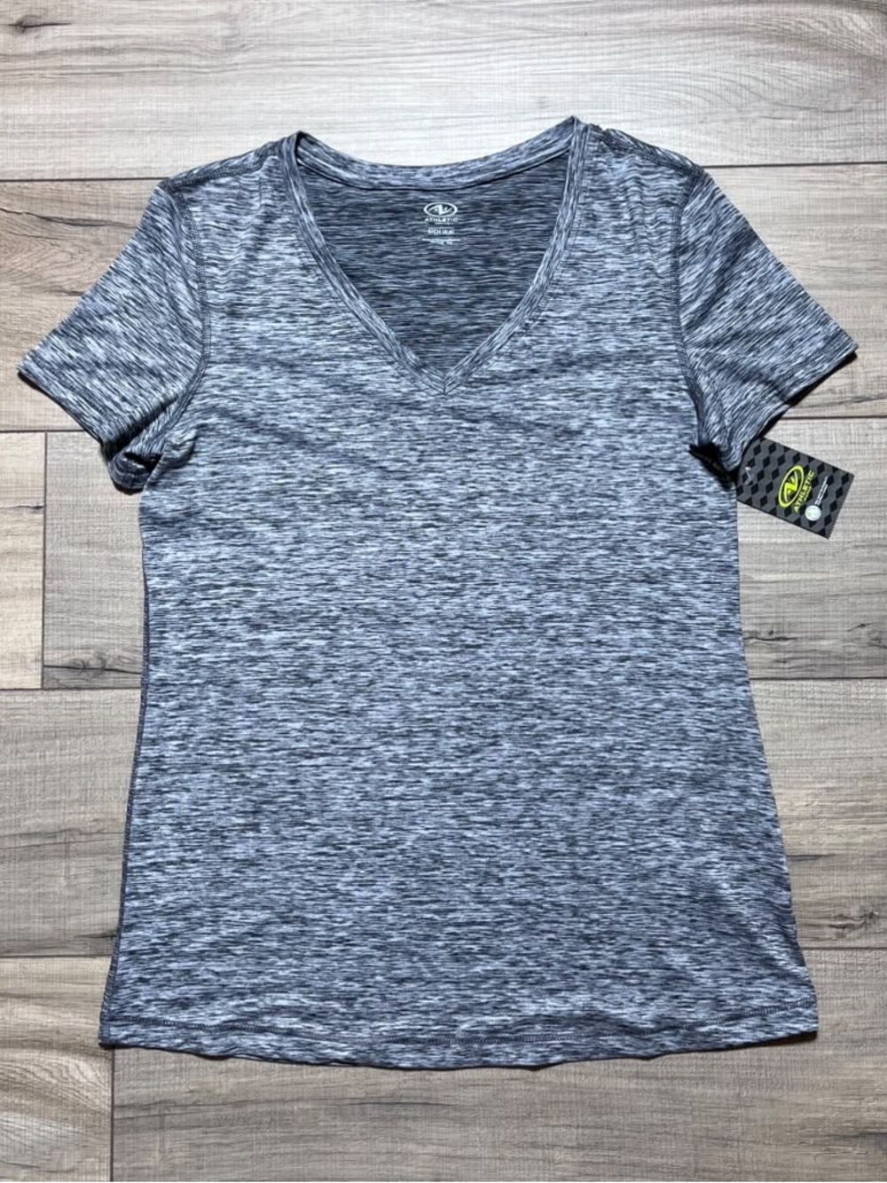 Athletic Works Womens V-Neck Short Sleeve Shirt Size Small (4-6) Gray